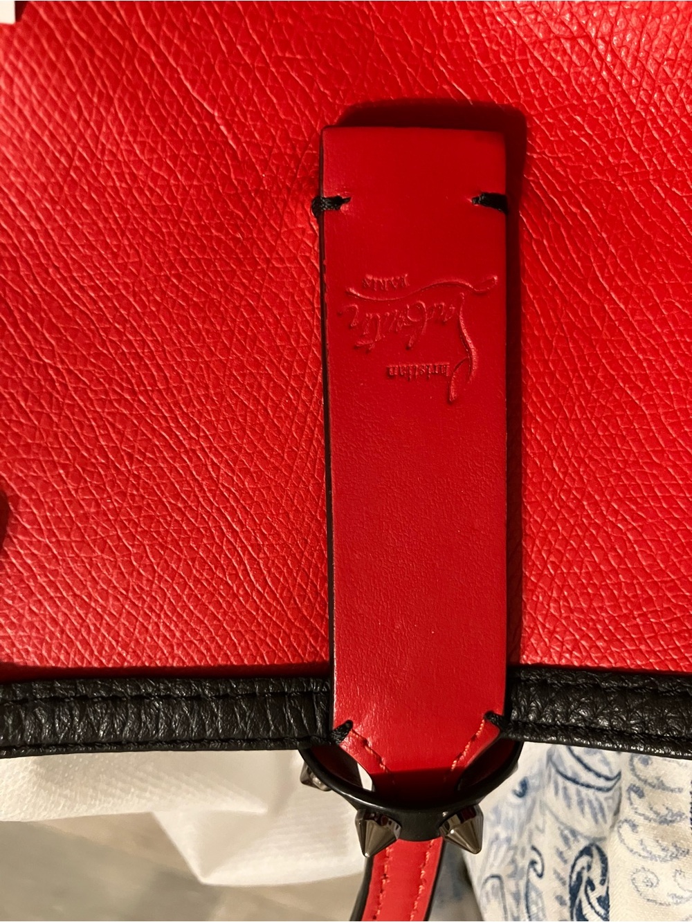 Christian Louboutin Cabata Black Stud-Trim Leather Tote and Pouch Authenticated - Picture 10 of 13